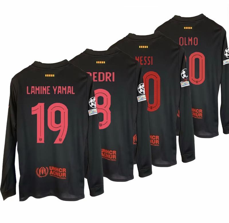 2425 long-sleeved football jersey Yamal 19 10 pedri8 0lmo 20 black Barca soccer jerseys