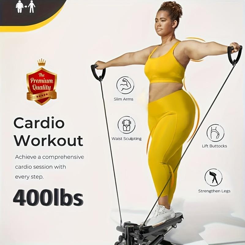 Exercise Treadmills, Small Treadmills, Home Fitness Equipment, Hydraulic Fitness Stairs with Resistance Band and Calorie Count, Bearing Force Is 350 Lbs and 400 Lbs. Best Christmas Gift