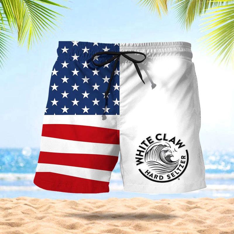 White Claw American Flag Swim Trunks