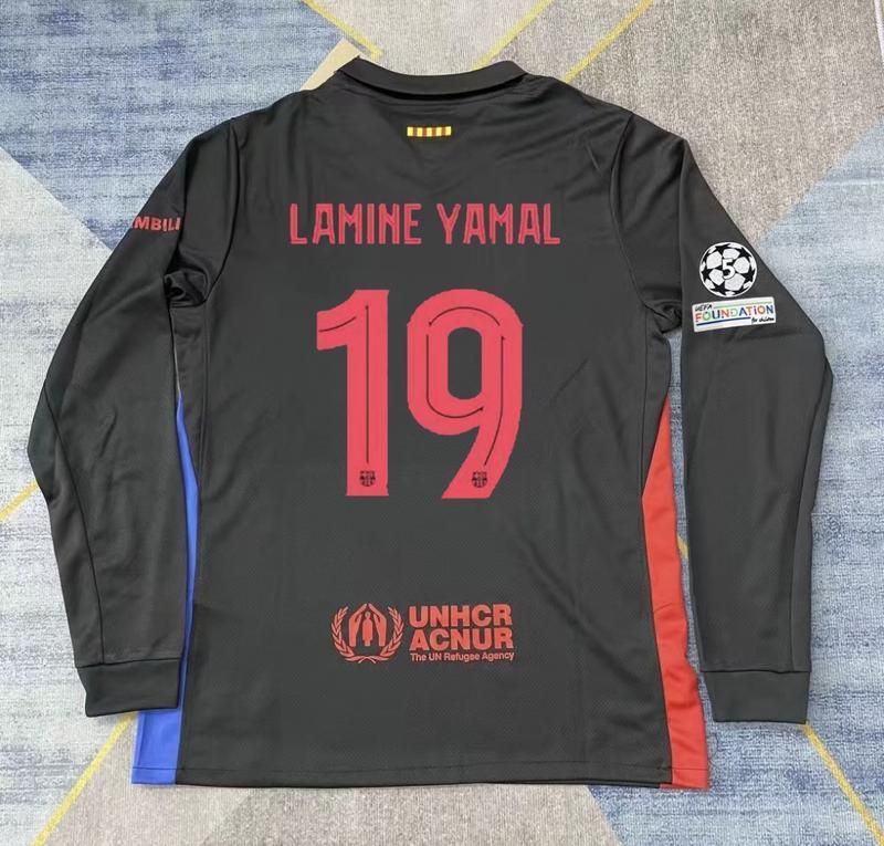 2425 long-sleeved football jersey Yamal 19 10 pedri8 0lmo 20 black Barca soccer jerseys