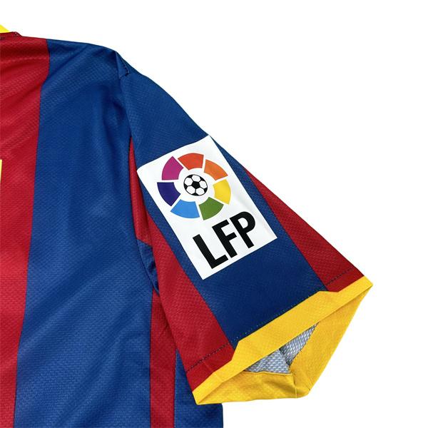 NIKE 10 11 FC Barcelona Home Short Sleeve Red Blue Retro Short Sleeve Tops Lionel Messi Soccer Jerseys Quick Dry La Liga