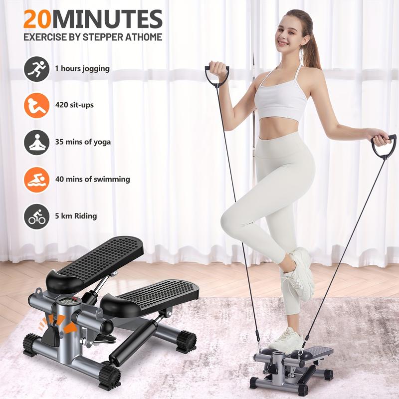 Exercise Treadmills, Small Treadmills, Home Fitness Equipment, Hydraulic Fitness Stairs with Resistance Band and Calorie Count, Bearing Force Is 350 Lbs and 400 Lbs. Best Christmas Gift