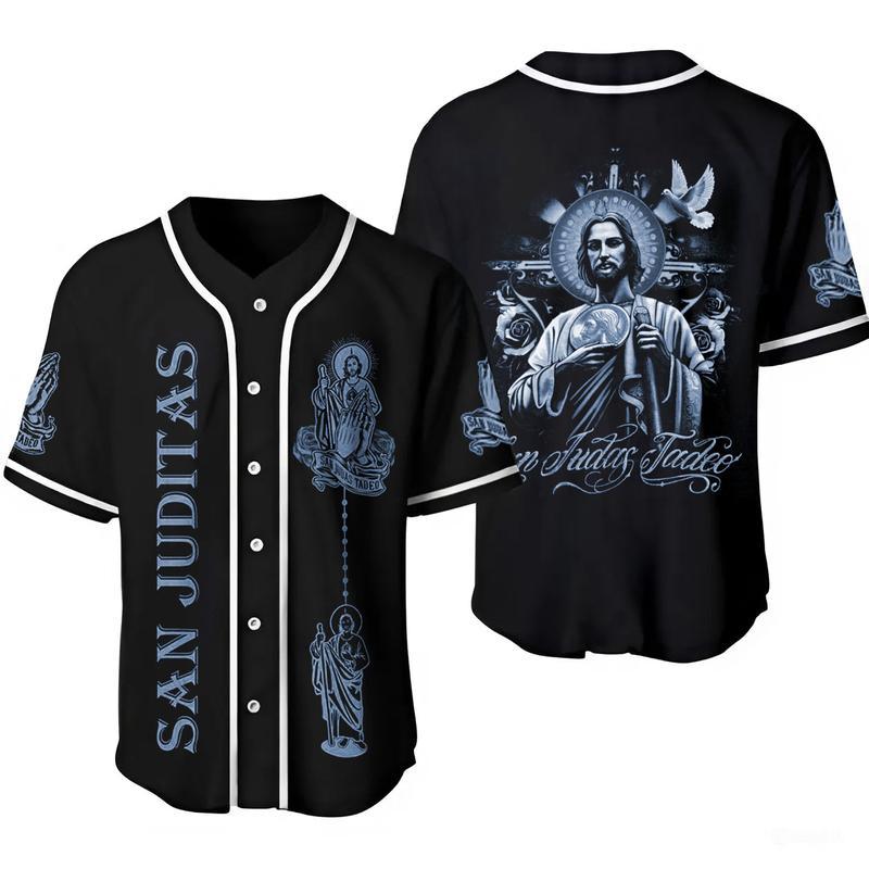 Camisas De San Judas Tadeo Blue Baseball Jersey, Sanjuditas Baseball Jersey, Gift Mexcico Jersey for Men and Women, Baseball Jersey Style AH9UA