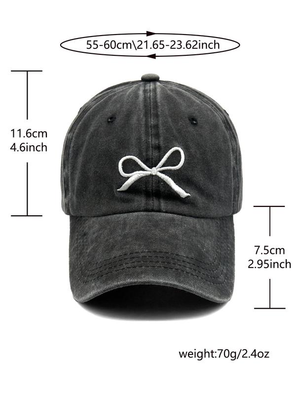 Bowknot Embroidery Baseball Cap, Casual Outdoor Sports Hat for Men & Women, Adjustable Sun Protection Cap for Daily Wear