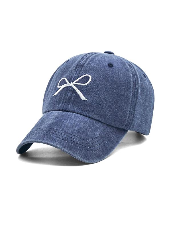 Bowknot Embroidery Baseball Cap, Casual Outdoor Sports Hat for Men & Women, Adjustable Sun Protection Cap for Daily Wear