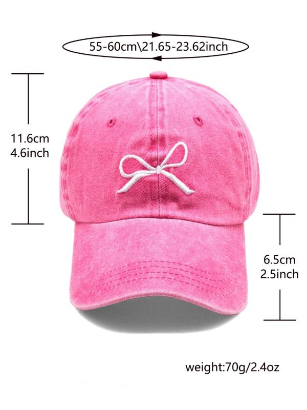 Bowknot Embroidery Baseball Cap, Casual Outdoor Sports Hat for Men & Women, Adjustable Sun Protection Cap for Daily Wear