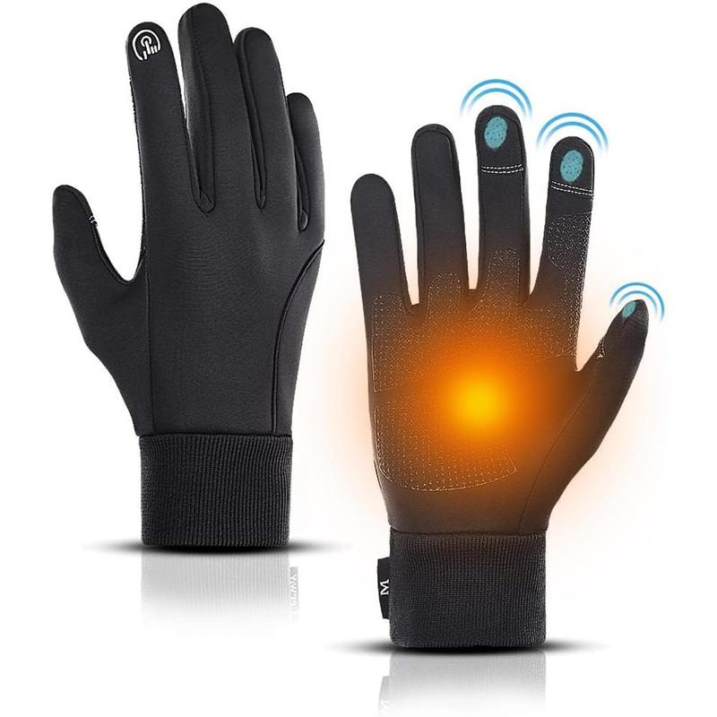 Winter Warm Gloves, Thermal Black Warm Gloves for Men Women Waterproof Touchscreen Non-Slip Freezer Gloves for Driving, Cycling,Hiking,Skating