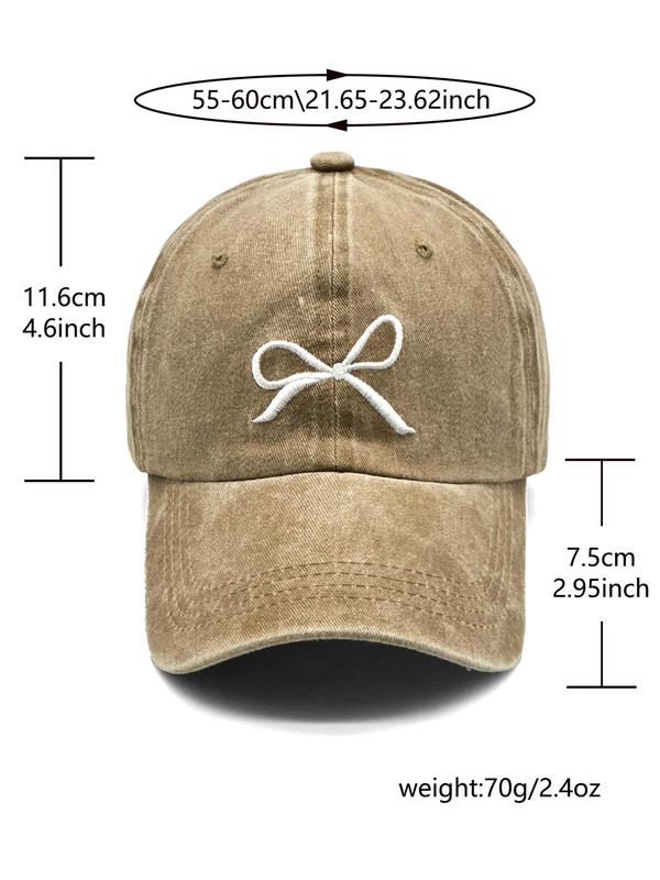 Bowknot Embroidery Baseball Cap, Casual Outdoor Sports Hat for Men & Women, Adjustable Sun Protection Cap for Daily Wear