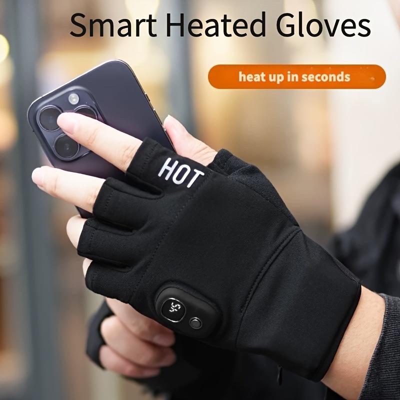 Heated Gloves, Unisex Half-finger Gloves, Built-in Battery Can Be Automatically Heated To Warm Hands, Adjustable Temperature Washable, Outdoor Touch Screen Sports Gloves, Riding Gloves, Suitable For Skiing, Running, Riding, Hunting, Work And Study