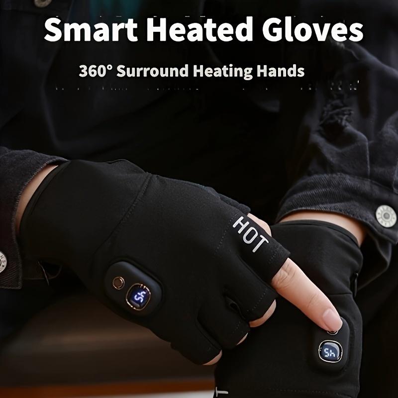 Heated Gloves, Unisex Half-finger Gloves, Built-in Battery Can Be Automatically Heated To Warm Hands, Adjustable Temperature Washable, Outdoor Touch Screen Sports Gloves, Riding Gloves, Suitable For Skiing, Running, Riding, Hunting, Work And Study