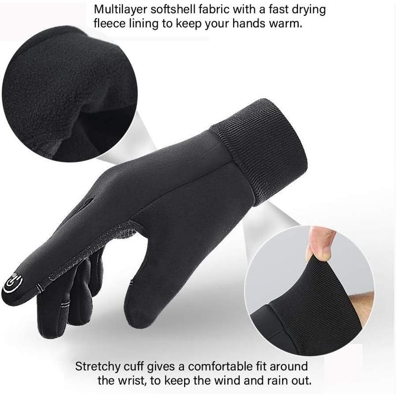 Winter Warm Gloves, Thermal Black Warm Gloves for Men Women Waterproof Touchscreen Non-Slip Freezer Gloves for Driving, Cycling,Hiking,Skating