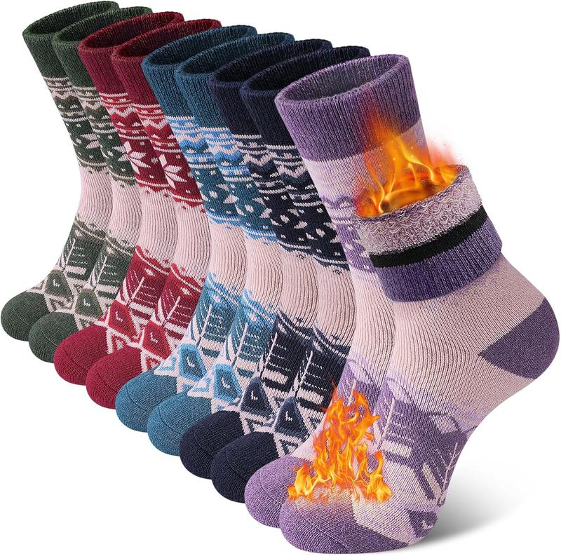 5 Pairs Merino  Socks for Women Winter Thick Warm Hiking Socks Women Thermal Crew Cushion Socks