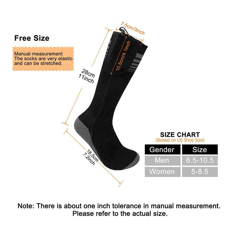 Winter Heated Socks Men Women Thermal Insulated Socks Foot Warmer USB Rechargeable Electric Heating Socks for Outdoor Sports Ski