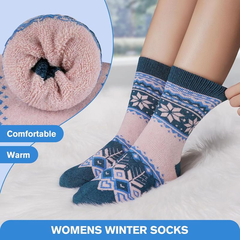 5 Pairs Merino  Socks for Women Winter Thick Warm Hiking Socks Women Thermal Crew Cushion Socks