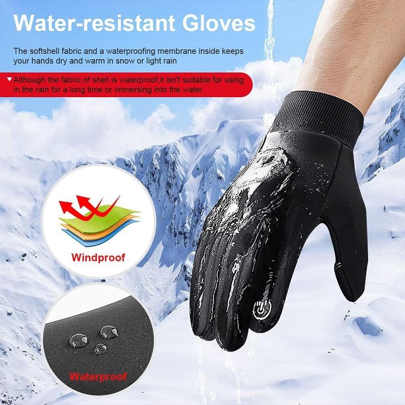 Winter Warm Gloves, Thermal Black Warm Gloves for Men Women Waterproof Touchscreen Non-Slip Freezer Gloves for Driving, Cycling,Hiking,Skating