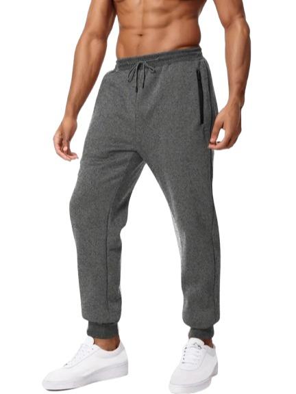 {3-Pack} Men's Essential Fleece Jogger Pants with Tech Zipper Pockets