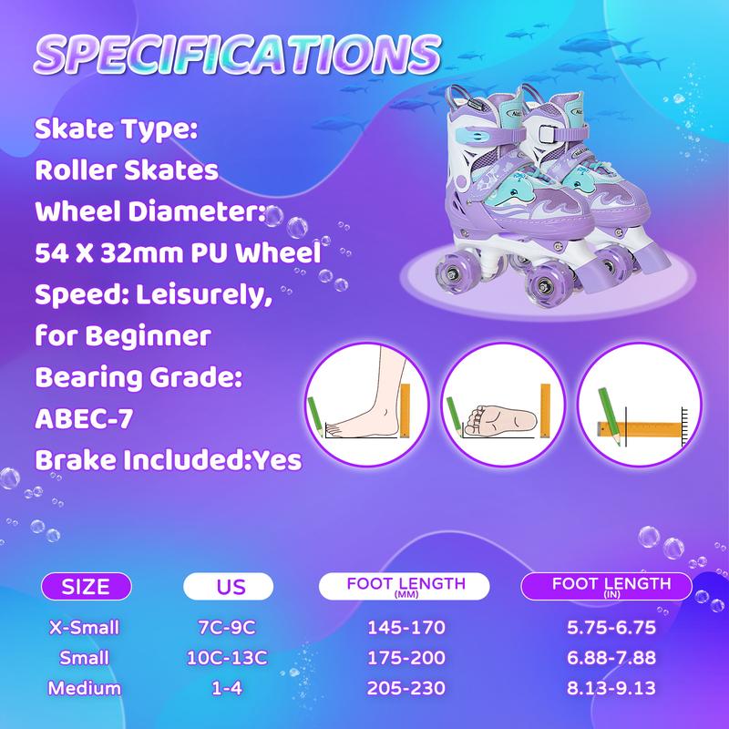 Nattork Adjustable Roller Skates - Purple Dolphin