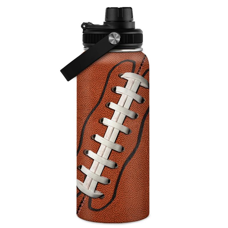 SANDJEST Football Water Bottle - 32oz Insulated Stainless Steel Sports Bottles - Gifts for Men Football Lovers Player Fan