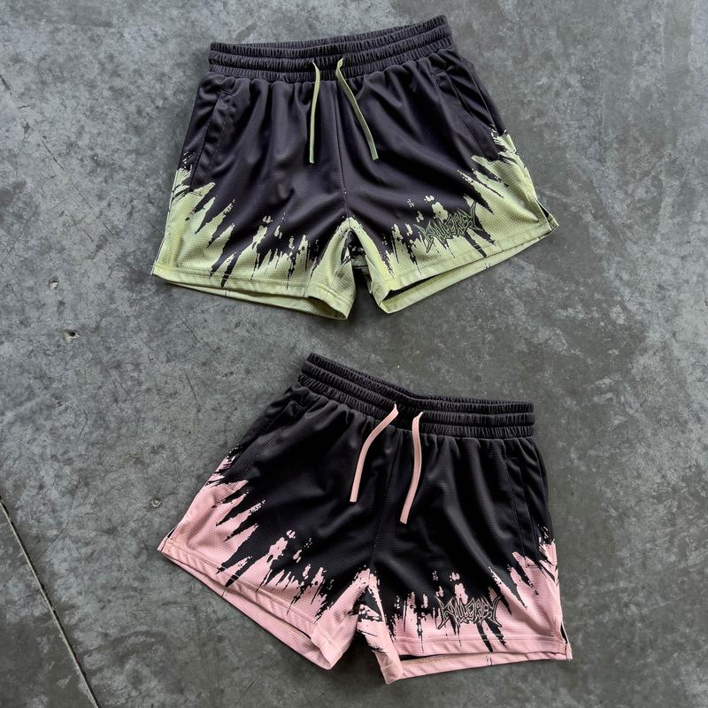 [Kill Crew] Muay Thai Shorts Shatter - Black   Olive, Unisex, Mid Thigh Cut, Pockets, Gym Shorts, Elastic Waistband, Long drawcord with wax tips