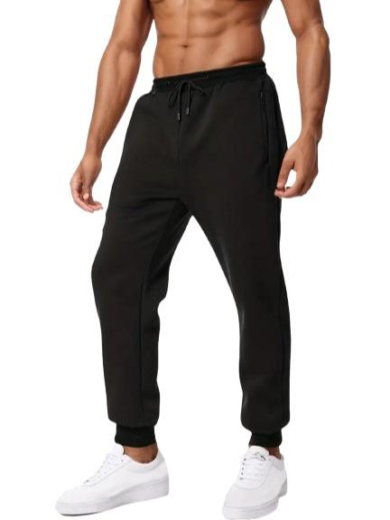 {3-Pack} Men's Essential Fleece Jogger Pants with Tech Zipper Pockets