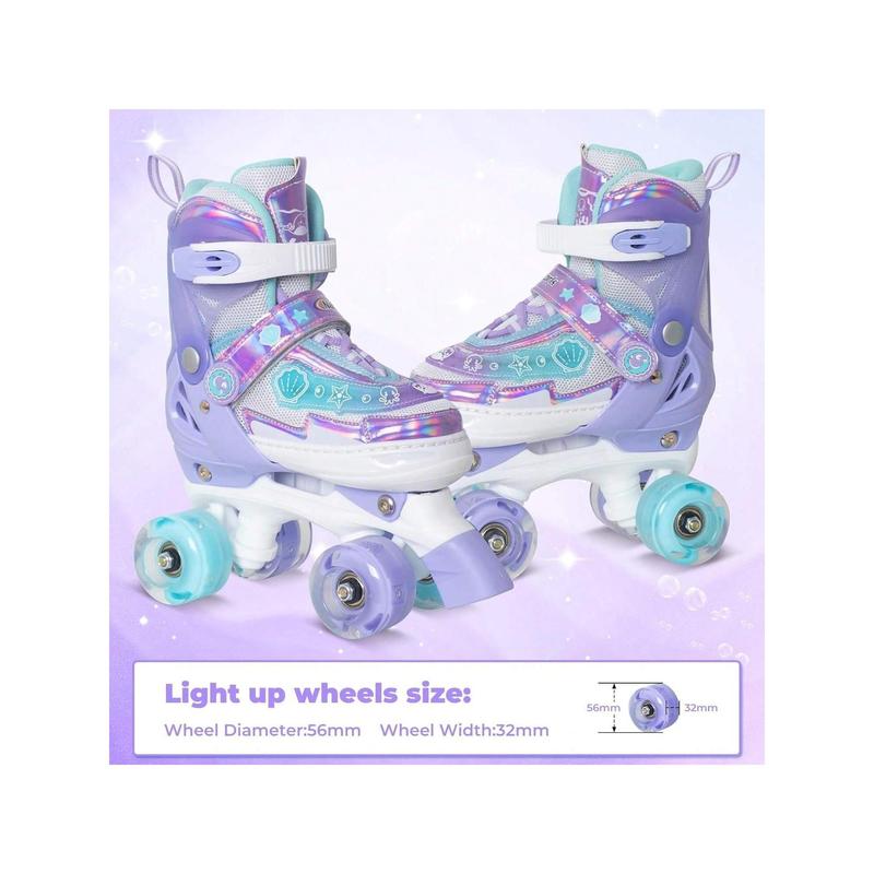 Girls Roller Skates For Kids, Light Up Adjustable Rollerskates For Boys, Purple Pink Teal Skates For Toddler, Shine Fun Illuminating Roller Skates For Girls Beginners, Winter, New Year Gift.