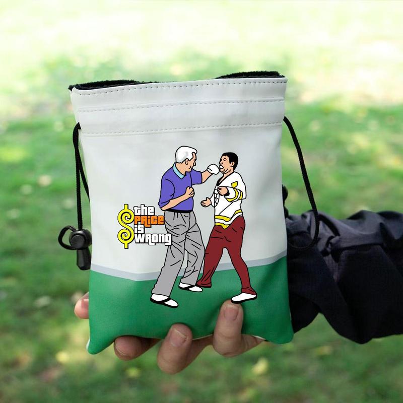 Funny Golf Accessories Pouch, Cartoon Golfers Pattern Drawstring Golf Tee Pouch, Portable Golf Ball Handbag, Golf Accessories Storage Bag, Gift for Golf Dad & Mom