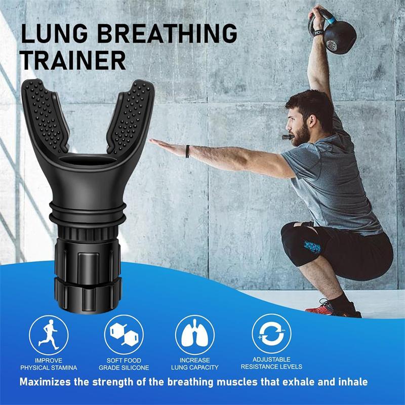 Portable Breathing Trainer,Adjustable Resistance Respiratory Muscle Trainer,Improve Endurance for Adults Fitness,Black 2 1