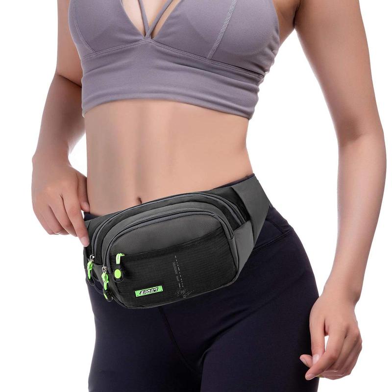 Large Size Zipper Waist Bag, Portable Sports Waist Bag with 4 Counts Zipper Pockets, Waist Bag for Running, Jogging, Cycling, Hiking, Camping