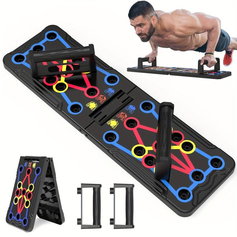 Push Up Board, 1 Set Multifunctional Foldable Fitness Board with Handrails, Home Gym Strength Training Equipment for Men & Women