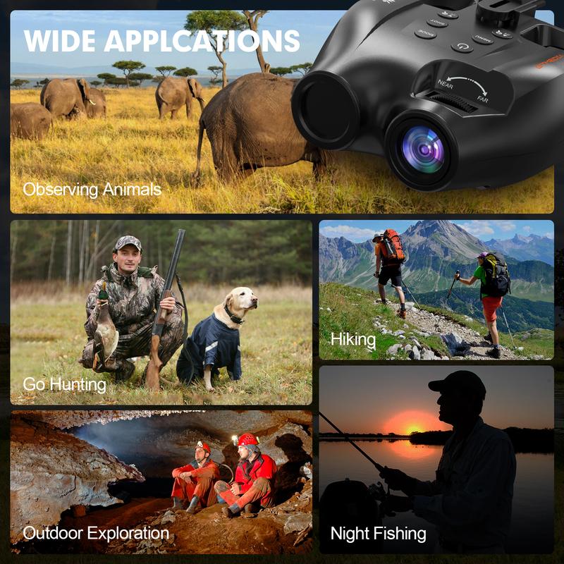 Night Vision Binoculars: See Up to 300m in Total Darkness, 850nm Infrared LED, 7 Brightness Levels, 1080P HD Video Photo Capture, 5x Digital Zoom, Includes 32GB TF Card Perfect for Day & Night Adventures