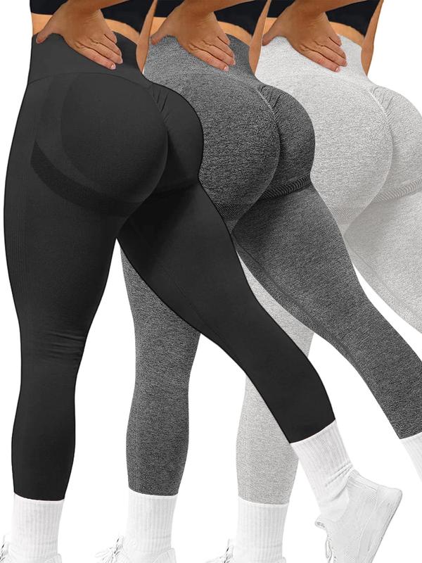 Women's Solid High Waist Sports Leggings, Tummy Control Skinny Pants, Yoga Pants, Ladies' Sportswear Clothing for Indoor Outdoor Wear, Please Purchase A Size Up