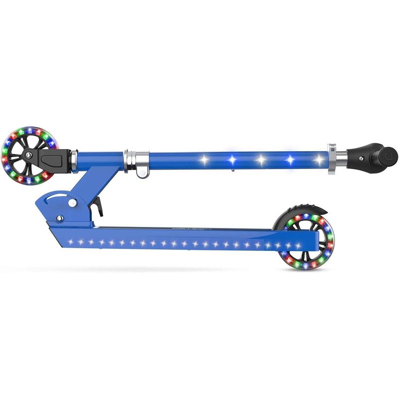 Jetson 2-Wheel Light-Up Kick Scooter, Light Up Deck and Wheels, Height Adjustable Handlebar, Rear Brake, Easy-Folding Mechanism, 4 or 6 inch wheels