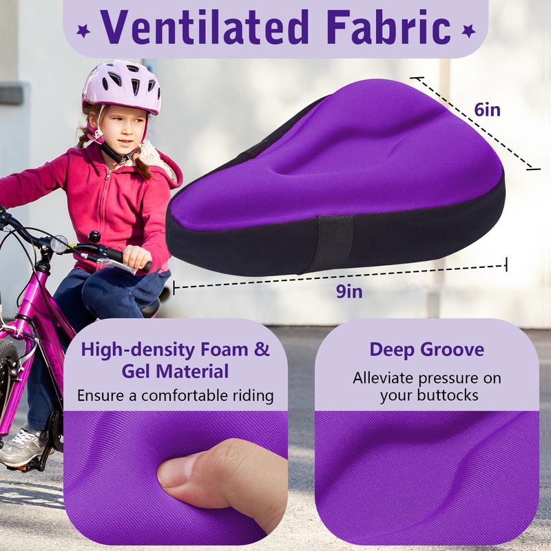 Zacro Gel Kids Bike Seat Cushion Cover, Anti-Slip Bike Seat Cover, Breathable & Extra Soft Memory Foam Child Bicycle Saddle Padded with Reflective Strip, 9