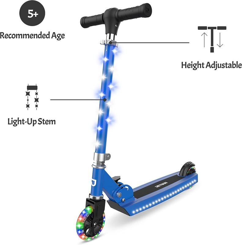 Jetson 2-Wheel Light-Up Kick Scooter, Light Up Deck and Wheels, Height Adjustable Handlebar, Rear Brake, Easy-Folding Mechanism, 4 or 6 inch wheels