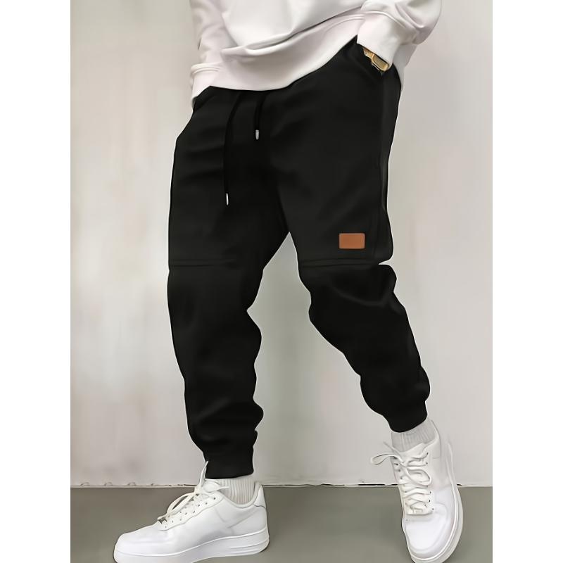 Men's Solid Fleece Joggers For Sports Outdoor, Trendy Stylish Trousers