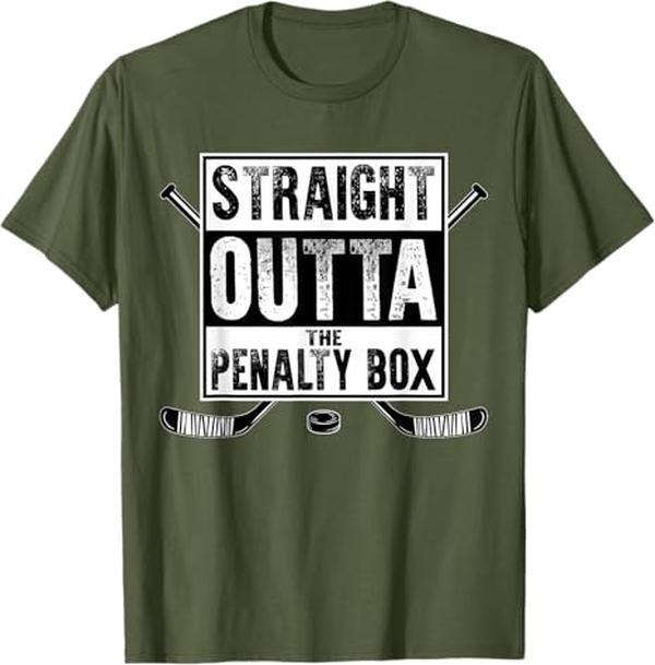 Vintage Ice Hockey Player Gift Straight Outta The Penalty Box T-Shirt Ice Hockey Shirts Hockey Lover Gift, Hockey Sports Shirts Hockey Player Shirt, Hockey Team T Shirt