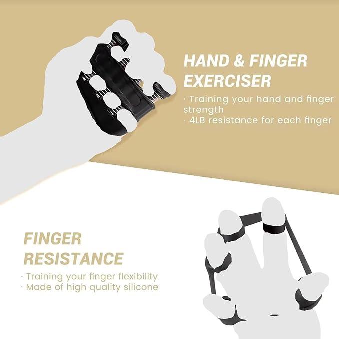 Grip Strength Trainer Kits 5Pack, 1Pack Hand Grip Strengthener, Finger Exerciser, Hand Extension Exerciser, Finger Stretcher, Stress Relief Ball, Forearm Workout Ring for Muscle Building and Injury Recover