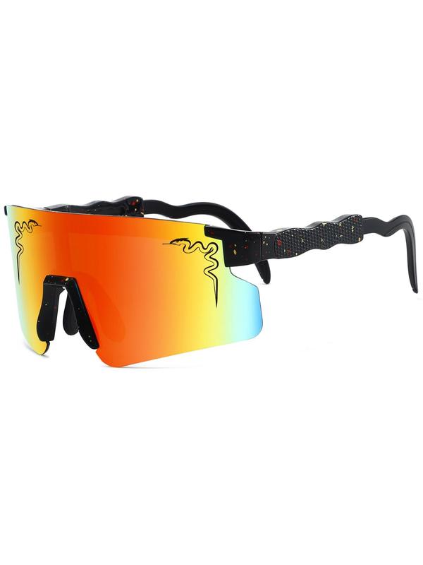 Unisex Sporty Shield Sunglasses, Trendy Casual Colorblock Lightweight Cycling Sunglasses for Men & Women, Outdoor Sports Eyewear for Cycling & Hiking & Running