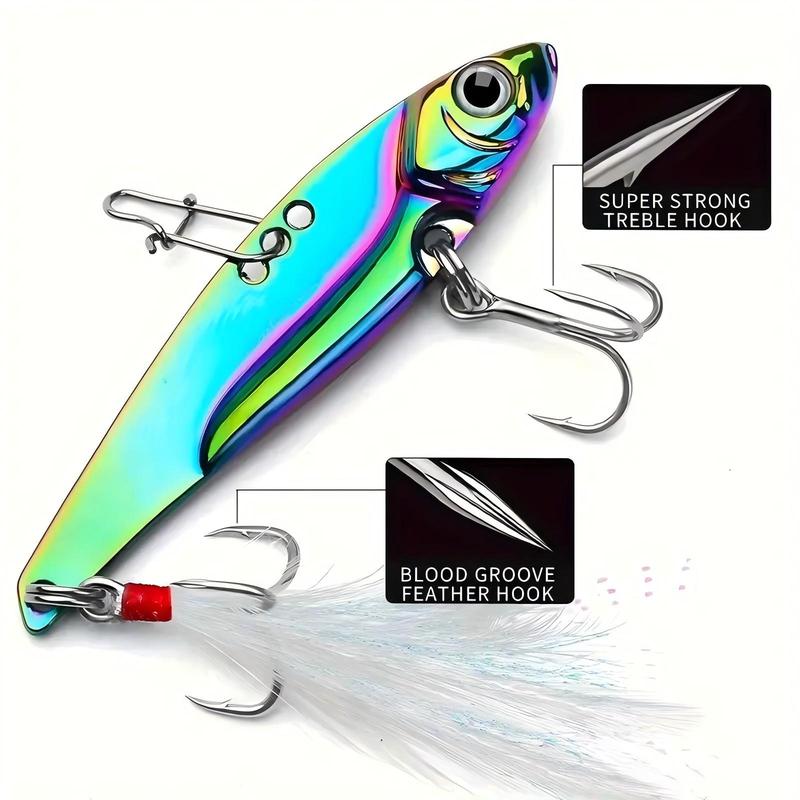 Artificial Fishing Lure, 1 Count Glitter Long Casting Lure with Hook & Feather, Fishing Accessories for Outdoor Fishing, Fishing Supplies, Christmas Gift