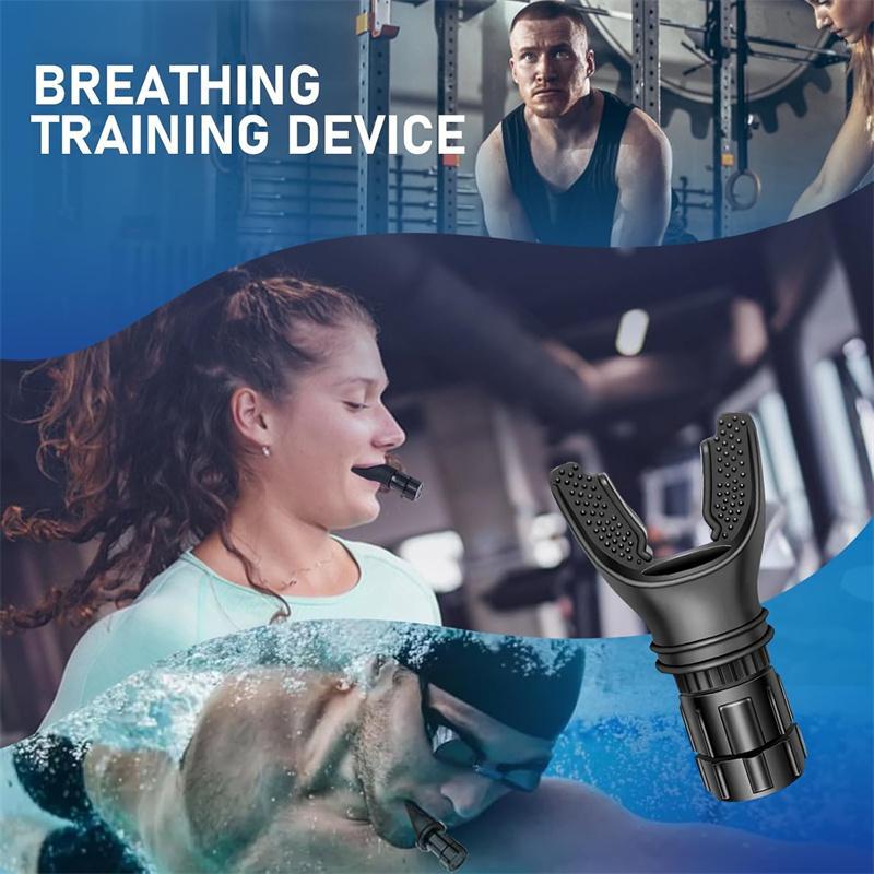 Portable Breathing Trainer,Adjustable Resistance Respiratory Muscle Trainer,Improve Endurance for Adults Fitness,Black 2 1