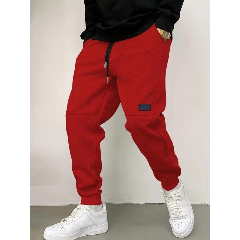 Men's Solid Fleece Joggers For Sports Outdoor, Trendy Stylish Trousers