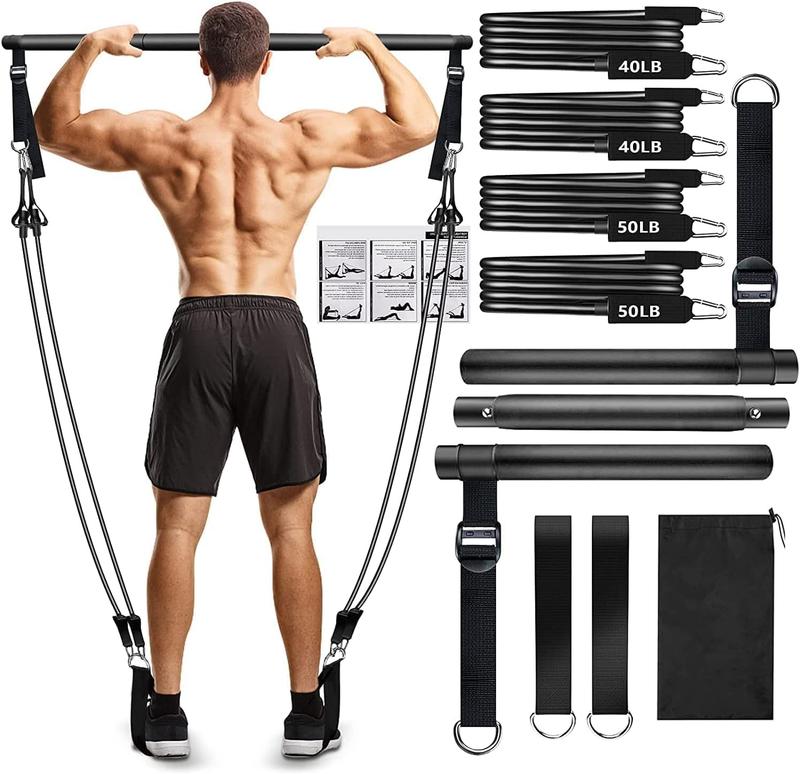 Pilates Bar Kit with Resistance Bands,Pilates Bar with Stackable Bands Workout Equipment for ,, and Arm,Exercise Fitness Equipment for Women & Men Home Gym Yoga Pilates