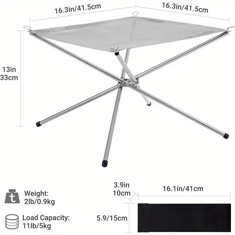 Foldable Campfire Rack, Portable Stainless Steel Mesh Campfire Pit, Outdoor Foldable Firewood Rack, Campfire Rack for Autumn Camping, Barbecue