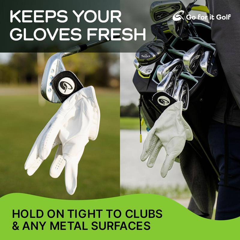 Go for it Golf Men's Golf Glove Left Hand with Magnetic Strap, Cabretta Leather, Efficient Moisture Management golf gift