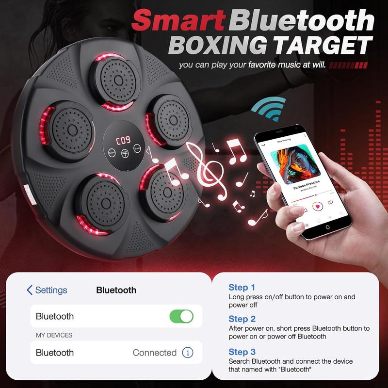 Music Boxing Machine with Boxing Gloves, Home Smart Bluetooth Boxing Equipment, Boxing Machine Wall Mounted, Rechargeable Boxing Training Equipment, Music Boxing Machine for Adults