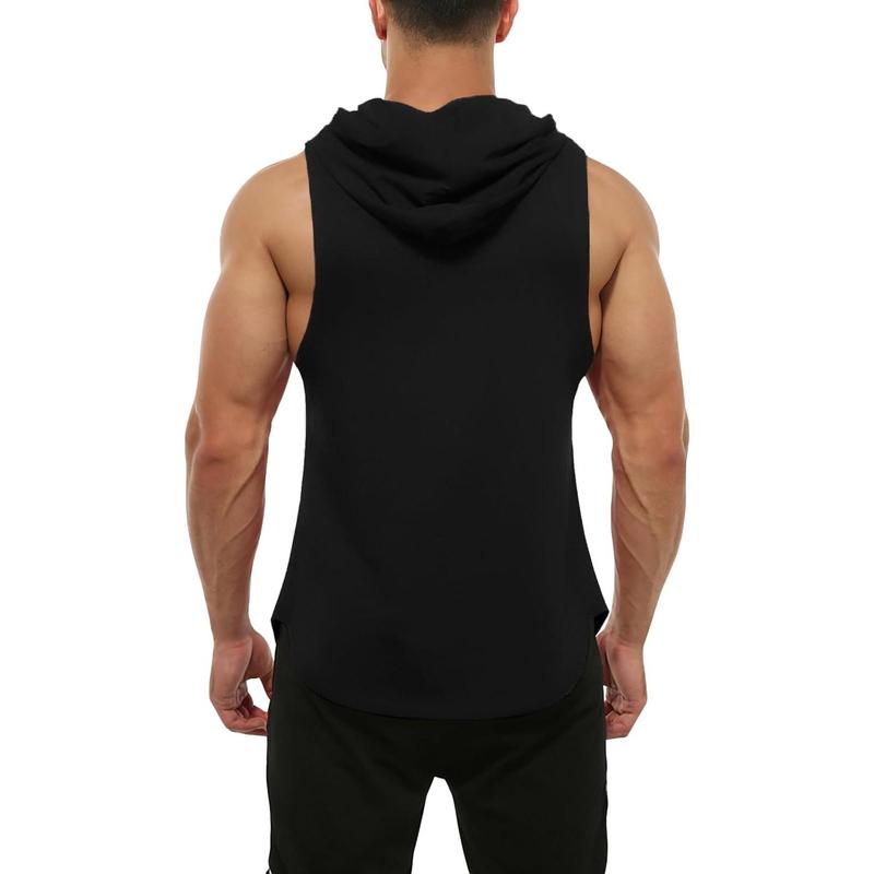 Men's Workout Sleeveless Shirts Muscle Hooded Tank Gym Fitness Quick Dry Sleeveless Hoodies