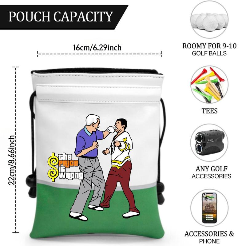 Funny Golf Accessories Pouch, Cartoon Golfers Pattern Drawstring Golf Tee Pouch, Portable Golf Ball Handbag, Golf Accessories Storage Bag, Gift for Golf Dad & Mom