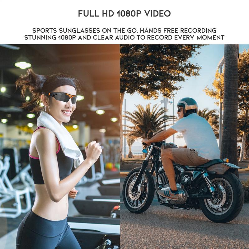 xPOWR Camera Video Sunglasses, 1080P HD Outdoor Sports Smart Glasses with Polarizing Lenses, Film Hands Free for Taking Photo, Hunting, Cycling, Running, Driving, Travel