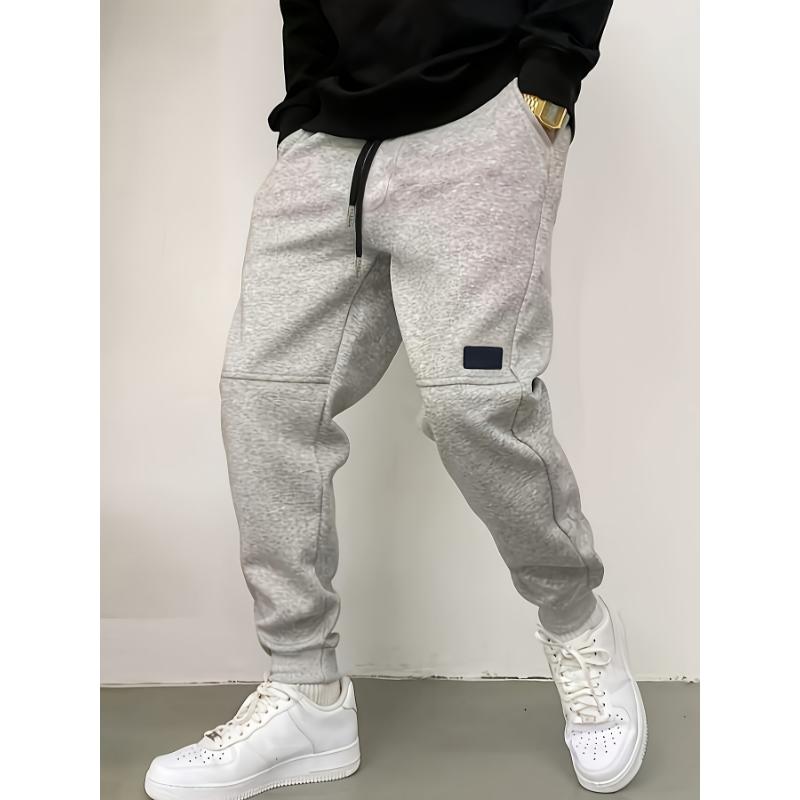 Men's Solid Fleece Joggers For Sports Outdoor, Trendy Stylish Trousers