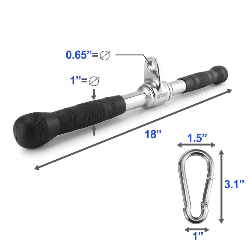 XPRT Cable Machine Accessories - Straight Rotating Bar - Cable Machine Accessories for Home Gym - Made of Heavy Duty Solid Steel